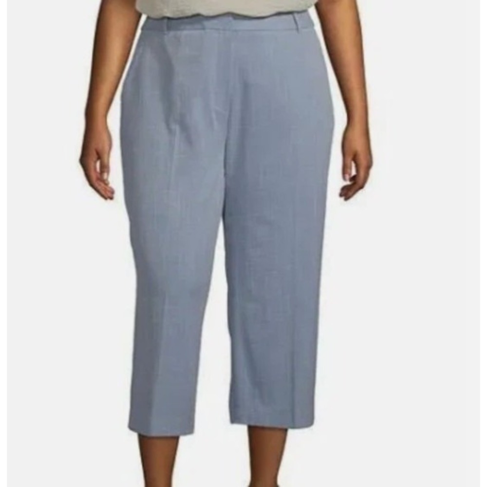 NWT Worthington Women's Heather Blue High‎ Waist Wide Leg Crop Dress Pants 20W